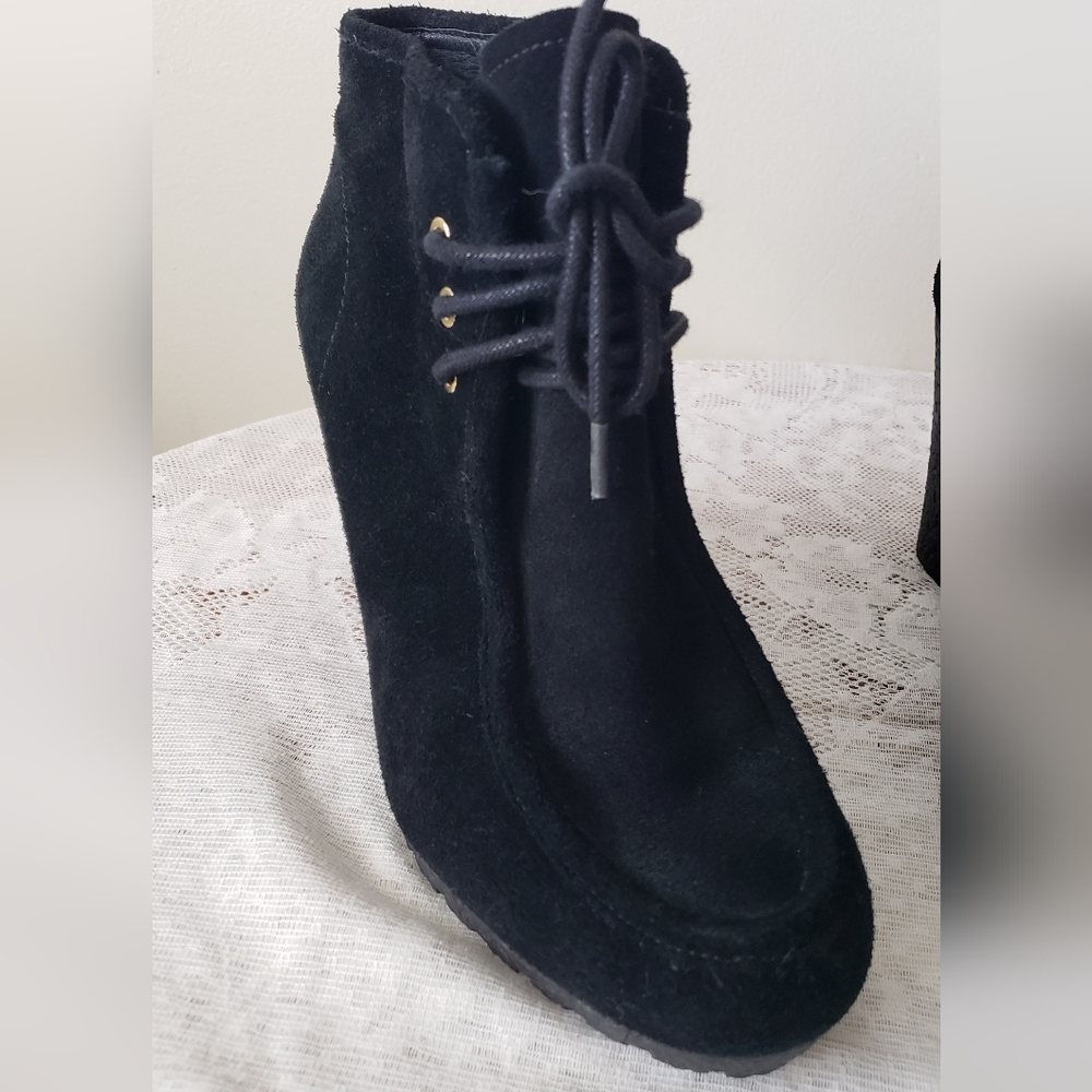 MICHAEL Michael Kors Rory Lace Up Wedge Booties Ankle Boots Suede Black Size 8.5 - Picture 14 of 14